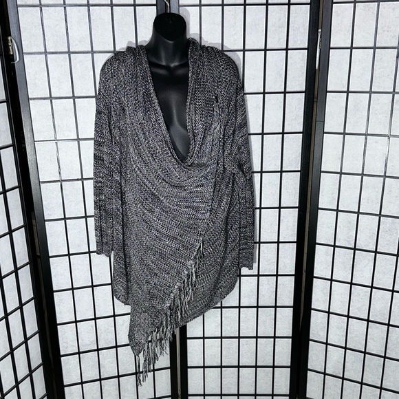 Asymmetrical cardigan wrap black and white women’s 1x - Picture 3 of 9